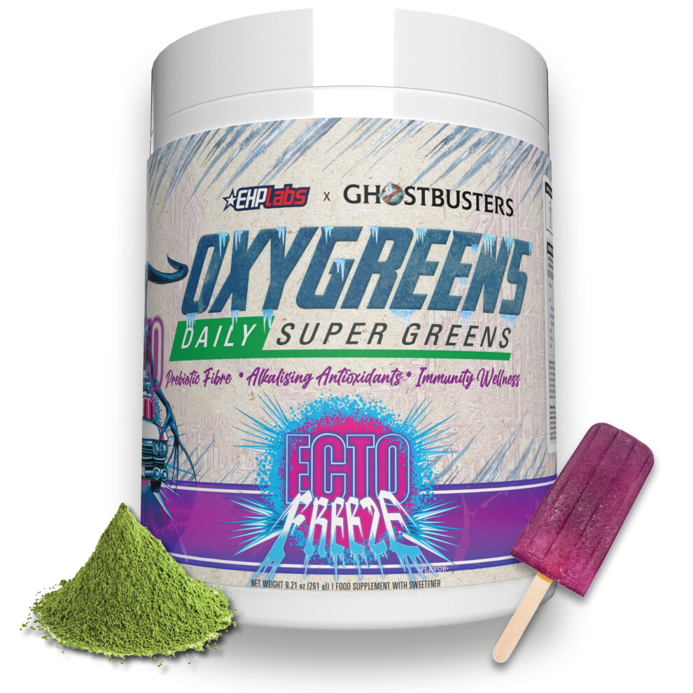 Ehp Labs Ehplabs X Ghostbusters Frozen Empire: Oxygreens Super Greens Powder Superfood - Spirulina & Greens Supplement W/Prebiotic Fibre, Antioxidants & Immun