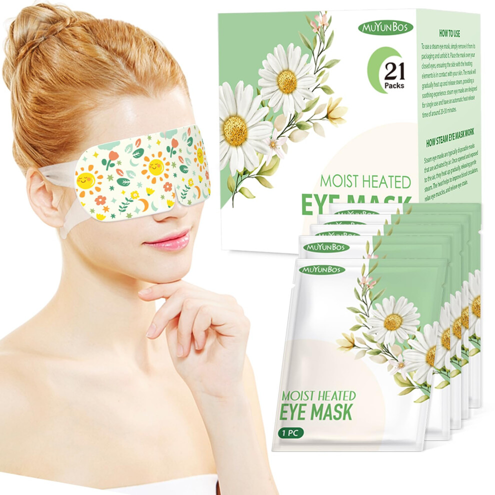 Muyunbos 21 Packs Self Heated Eye Mask Disposable Soothing Steam Eyes Moisturizing Heat Eye Mask Warm And Comfy For Migraines Tired Eyes Dry Eyes