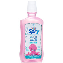 Spry Natural Xylitol Mouthwash Fluoride Free with Enamel Support, Alcohol-Free, Gentle, Non-GMO, Bubble Gum - 16 fl oz (Pack of 1)