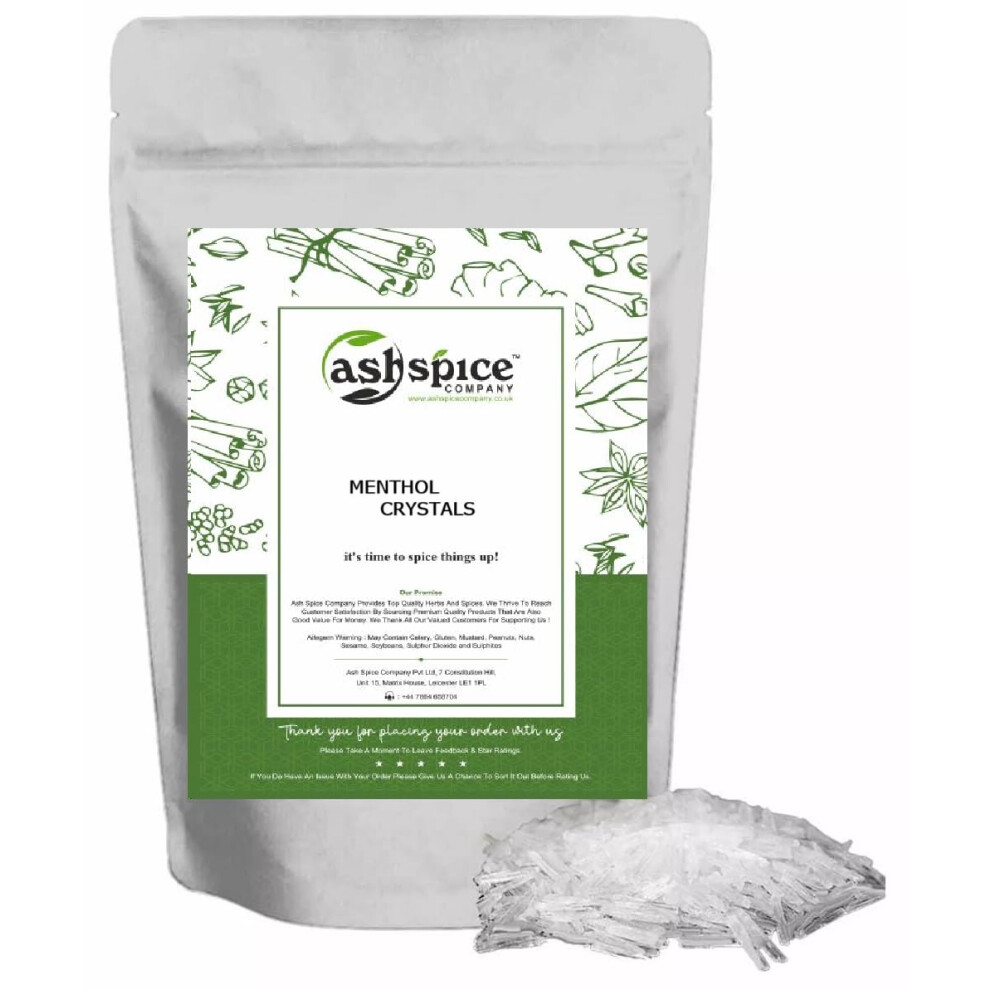 Ash Spice Company Powerful Menthol Crystals Cold Flu Symptoms Premium Quality 5G-450G (100G)
