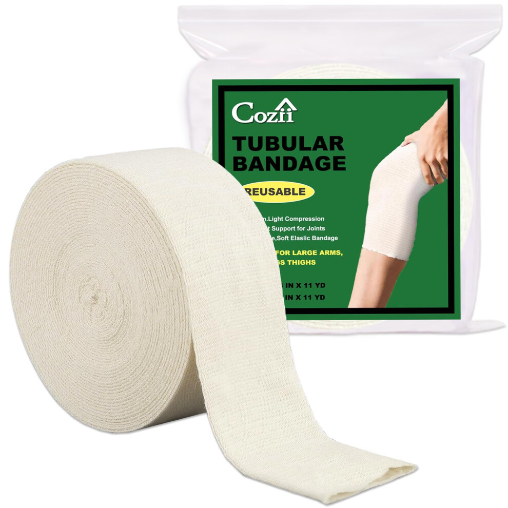 Cozii Elastic Tubular Support Bandage, Stockinette Tubing For Arm, Legs, Knees, Compression Tube Bandage Roll For Tissue Support 3" X 11 Yd (7.5Cm X 10M)