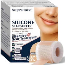 Scoprecision Silicone Scar Tape 4cm x 1.5m | Medical Grade Silicone Sheets for Scar Care | Suitable for Surgery, C Section, Burns, Acne Marks and Str