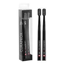 Curaprox Toothbrush CS Black is White Duo - Manual Toothbrush for Adults with 8760 CUREN bristles - Black-Black, 2 pcs.