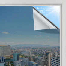 rabbitgoo One Way Window Film Privacy Film for Glass Windows, Heat Reflective Mirror Window Tint Film Anti Glare, Sun Blocker UV Window Film Clear Se