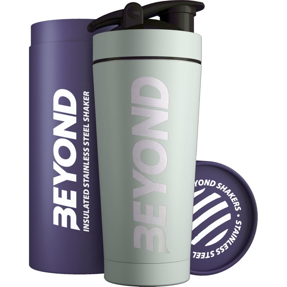 Beyond Shakers Green Insulated Metal Protein Shaker, Stainless Steel Supplement Bottle - Bpa Free For Gym 735Ml In Seafoam