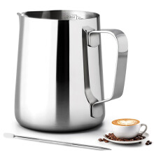 PLACHIDAY Milk Frothing Pitcher 20oz, Metal Barista Espresso Pitcher for Cappuccino Latte and Espresso, 304 Stainless Steel Coffee Tools Cup 600ml