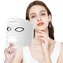 Relhafethy Red Light Mask, 660nm & 850nm Infrared Light Mask with 10/20/30 Mins Timer, 5 Brightness, 74-LED Flexible Silicone Near Infrared LED Masks