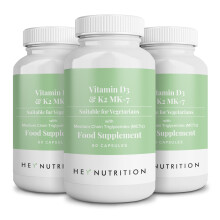 Hey Nutrition Vitamin D3 & K2 MK-7-100ug Each with MCT Oil - Suitable for Vegetarians - Support Healthy Bones, Teeth, Muscles, Immune Function, and F