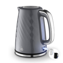 Swan SK14611GRY Windsor Rapid Boil Kettle with Removable Limescale Filter, Boil Dry Protection and Hidden Cord Storage, 1.7L, 3KW, Grey