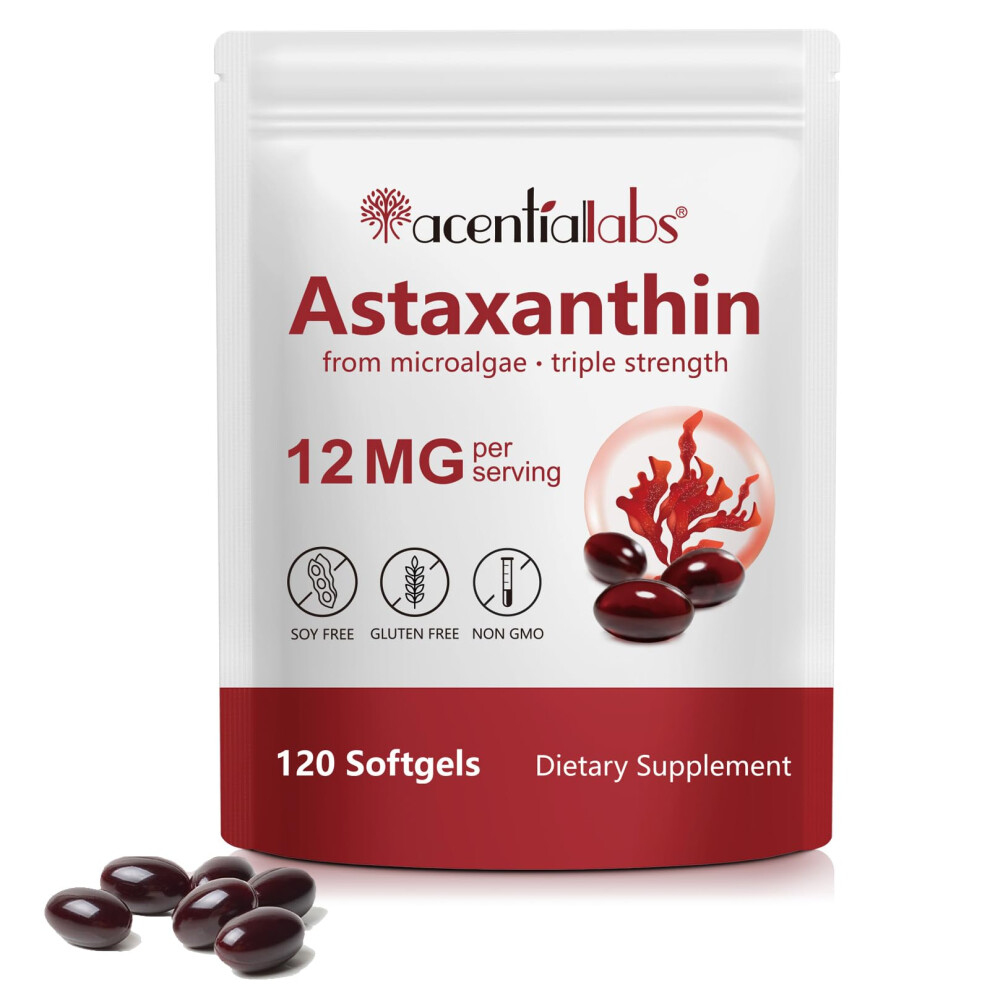 Photos - Vitamins & Minerals Natural Astaxanthin 12mg - 120 Softgels - 4 Months Supply - Vegan Astaxanthin Supplements - Sourced from Haematococcus Pluvi