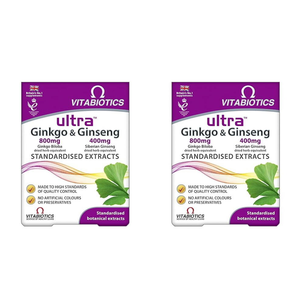 Vitabiotics Ultra Ginkgo And Ginseng Tablets - 60 Tablets (Pack Of 2)