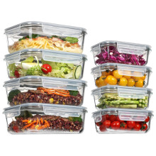 Vtopmart Glass Containers with Lids, 8 Pack Glass Meal Prep Containers, Lunch Box with BPA Free, Stackable, High Temperature Resistance, for Freezer,