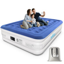 iDOO King Inflatable Air Mattress, Air Bed with Built-in Electric Pump, Double Airbed with Storage Bag, Self Inflating Blow Up Camping Bed for Adults