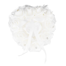 Heart Shaped Ring Box, Lace Crystal Wedding Pillow Decorated By Rhinestone For Romantic Rose Embellished Cushion