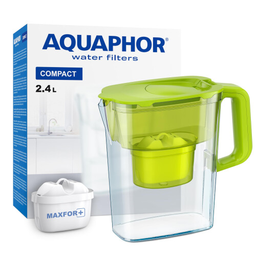 Aquaphor AQUAPHOR Water Filter Jug Compact with 1 X Maxfor+ Filter - 2.4L Capacity - Light Green