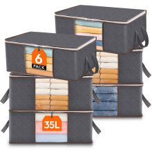 Lifewit 35L Clothes Storage Bag Foldable Storage Boxes with Lids Underbed Wardrobe Storage Organiser with Sturdy Fabric Clear Window for Clothing Bed