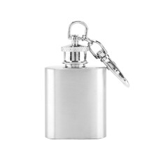 Portable Stainless Steel Hip Flask With Keychain Leakproof Flat Lid Design Compact Flask For Outdoor Activities Camping Hiking Tailgating Parties