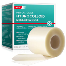 Hydrocolloid Roll for Wound Care (2IN X11.8FT), Self-Adhesive Hydrocolloid Patch Bandages for Wound Healing,Ultra-Thin & Waterproof, Scar Prevention,