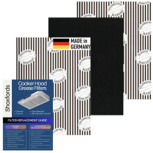 Shoxfords Cooker Hood Filter Kit 3Pack - 2 Grease Filters for Cooker Hood and 1 Carbon Filter Extractor Fan, Cut to Size Extractor Fan Filters for Fr
