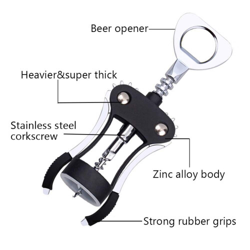 Foho Corkscrew Wine Bottle Opener with Bottle Stopper, Waiters 2