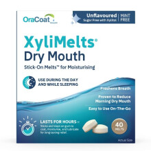 Oracoat XyliMelts for Dry Mouth, 40 Count, Day & Night Use (Flavour Free)