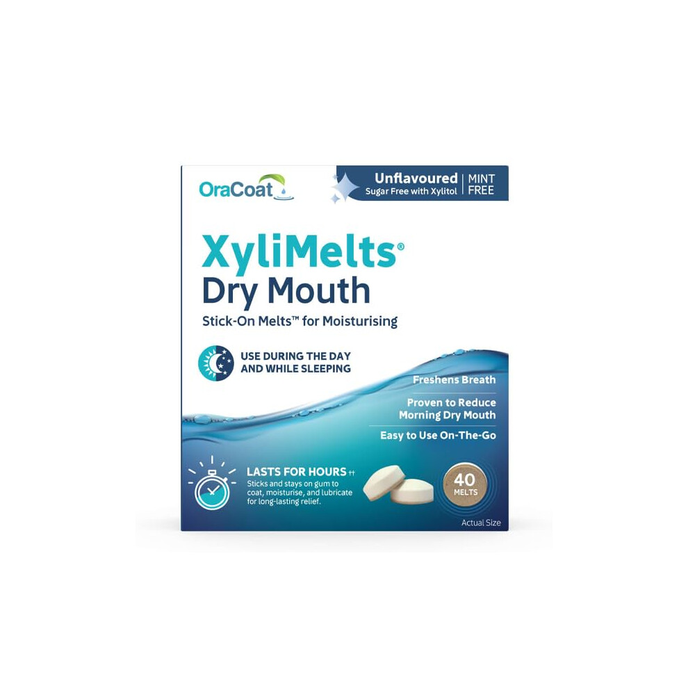 Xylimelts Oracoat For Dry Mouth, 40 Count, Day & Night Use (Flavour Free)