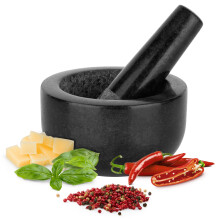 H&S Alliance Mortar and Pestle Set - Premium Stone Pestle and Mortar Grinder - Spice Herb Small Grinder for Kitchen - Pesto Guacamole Maker - 12cm (4