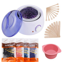 Hair Removal Waxing Kit Wax Heater with 4 Packs of Hard Wax Beads 20 Spatulas,Silicone Bowl,Painless at Home Wax Kit Hair Removal Kit with Handle Pot