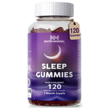 Bonus Size 120 Sleep Gummies for Adults, Sugar Free Magnesium Sleep Gummies Chewable Raspberry Flavored Natural Non-GMO Vegan Valerian Root Passion F