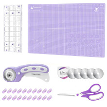 Rotary Cutter Set Purple - Quilting Kit incl. 45mm Fabric Cutter, 5 Ex