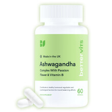 Bettervits Ashwagandha High Strength Complex with Passion Flower & Vitamin B | Organic KSM-66 Ashwagandha 800mg | Stress & Cortisol Support Supplemen