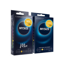 MY.SIZE Mix Set Size 3, 53 mm: 10 Classic Condoms + 10 Condoms in 4 Exciting Varieties, Flavor, Color, Ribbed