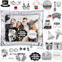 HOWAF New Years Eve Decorations 2026 Party Props, Happy New Year Photo Frame Inflatable Selfie Frame, Photo Booth Props for NYE Party Decorations 202