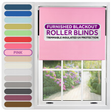FURNISHED Roller Blinds Thermal Blackout Roller Blind - Trimmable Insulated UV Protection Child Safe Easy Fit Home Office Window Blinds, Pink, 190W x