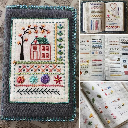 Embroidery Stitch Book Kit, DIY High-Density Linen Set with Step-by-Step Tutorials, Creative Embroidery Stitch Sampler Kit Book for Beginners and Cra 2