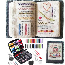 Embroidery Stitch Book Kit, DIY High-Density Linen Set with Step-by-Step Tutorials, Creative Embroidery Stitch Sampler Kit Book for Beginners and Cra