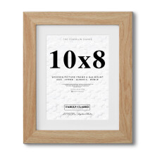 Fabian Clarke London 10x8 Modern Oak Wooden Picture Photo Frame with White 8x6 Mount to Hang Portrait or Landscape