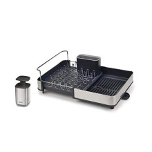 Joseph Joseph Rethink Your Sink - 2-piece Sink Organisation Set, Stainless Steel, Extendable Dish Drainer Rack with Draining Spout and Chopping Board