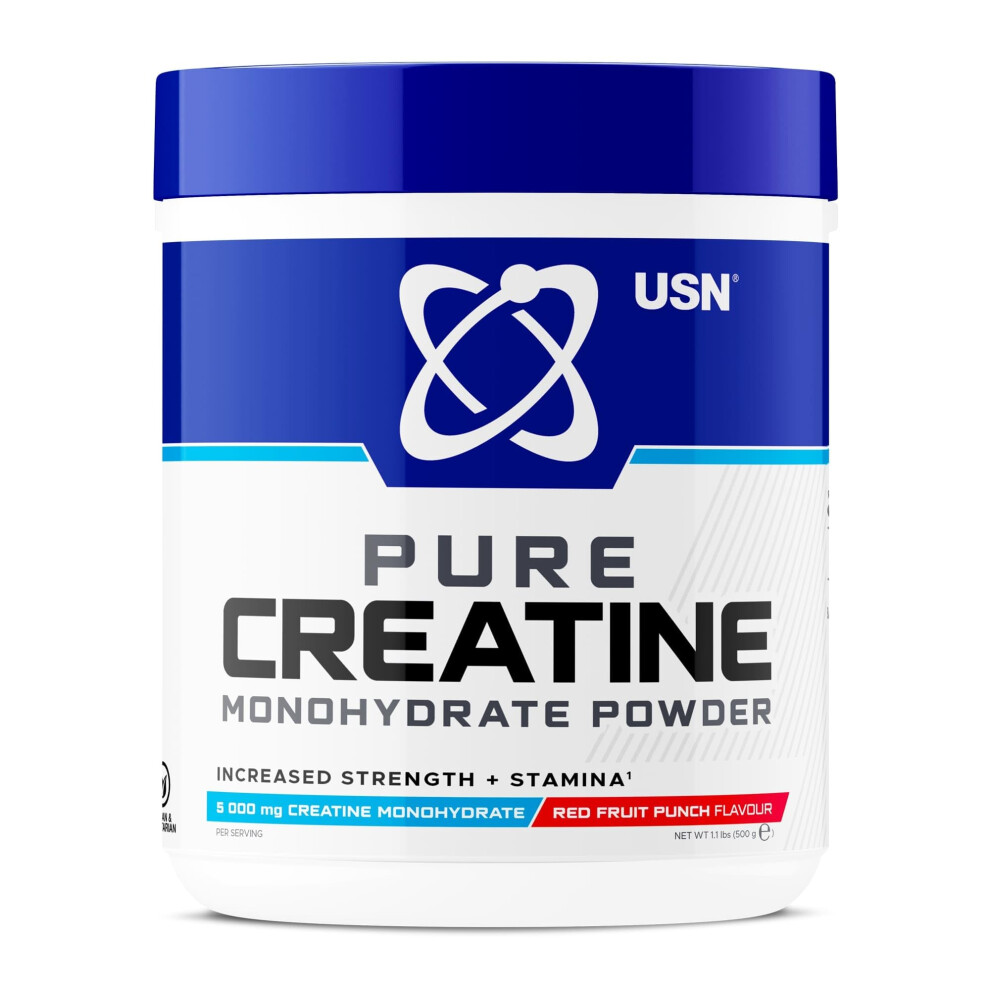 Usn Micronised Creatine Powder 500G (79 Servings): Red Fruit Punch Flavour, 100% Pure Creatine Monohydrate Powder For Performance And Muscle Recovery