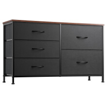 Nicehill Dresser for Bedroom with 5 Drawers, Storage Organizer, Wide Chest of Drawers for Closet, Clothes, Kids, Baby, TV Stand, Wood Board, Fabric D