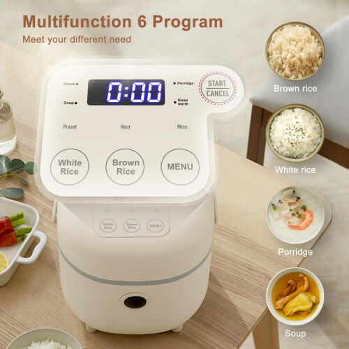Bear Multifunctional 4 Cups(Uncooked) Rice Cooker with Steamer and 6 1