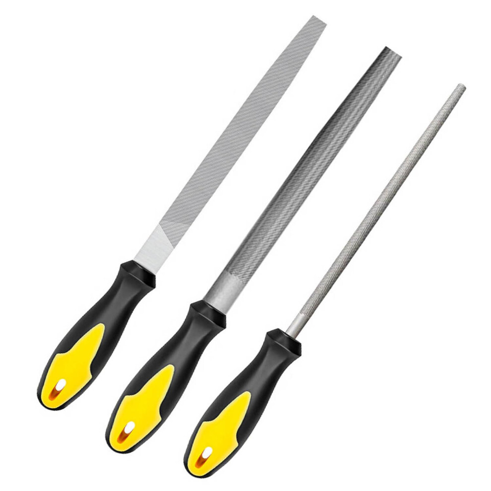 Metal File Set 3Pcs, 8 Inch T12 Carbon Steel Hand Files For Metal And Wood, Ergonomic Antislip Grip 9199774707817
