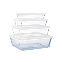 Pyrex Cook & Freeze Set of 4 Glass Dishes with Airtight Lids (0.8 L,