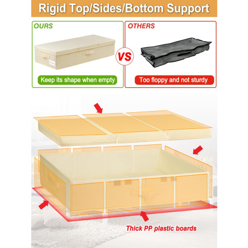 Underbed Storage, 2 Pack Large Under Bed Storage Box with Lids, Foldable Under Bed Clothes Storage Box W/ Handle, Under Bed Storage Organiser Drawer 2