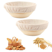 2 Pcs Bread Proofing Basket, Banneton Basket Sourdough Proofing Baskets, Proofing Bowls with Liners for Professional and Home Bakers(9 inch,Round)