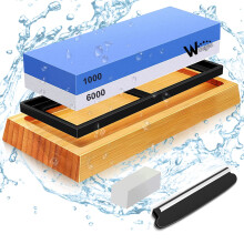 Knife Sharpening Stone Kit - 1000/6000 Grit Japanese Whetstone Sharpener Set with Non-Slip Rubber Base Angle Guide Flattening Stone for Kitchen Knive