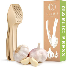 Oliver's Kitchen Premium Garlic Press - Super Easy to Use & Clean Garlic Crusher & Mincer - Crush Garlic & Ginger Effortlessly (No Need to Peel) -