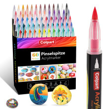 Acrylic Paint Brush Pens for Rocks painting 60-Colours acrylstifte paint markers Set for Wood Crafts Ceramic Glass Stone Pebble Colouring for Kids Ad