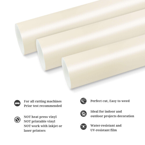 TECKWRAP Permanent Adhesive Vinyl 12" x 10ft, Matte Ivory White 1