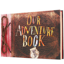 Scrapbook Photo Album,Our Adventure Book Scrapbook,Retro Scrap book, Embossed Words Hard Cover Photo Album,Movie Up Travel Memory Book for Anniversar